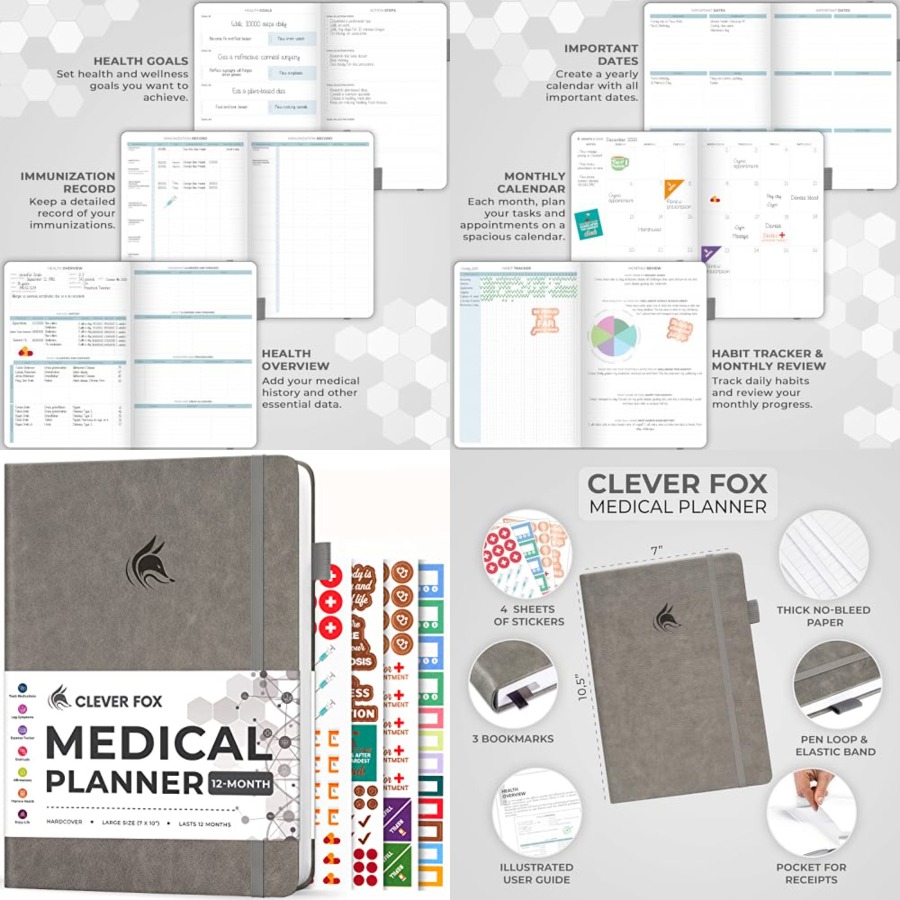 Health Wellness Month - Large Medical Planner 12-Month Medical Notebook,