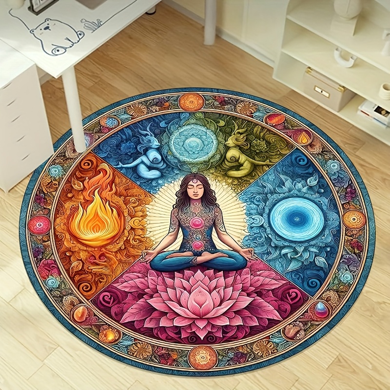 Acupressure Mat Set - Chakra Lotus Round Rug Water &