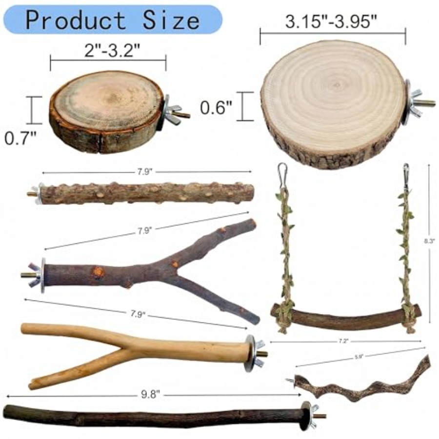 8PCS natural wood bird perches - Health & Wellness Nurse Coach recensie en prijs